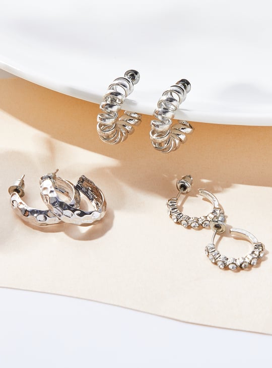 Women Embellished Hoop Earrings - Pack of 3