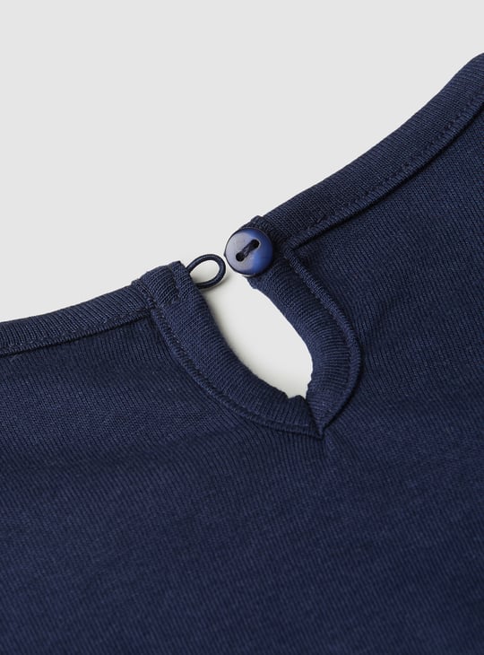 Girls Embroidered Top with Schiffli Sleeves