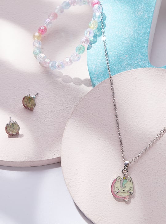 Girls Cat Shape Necklace Set