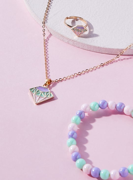 Girls Necklace Set with Ring and Bracelet