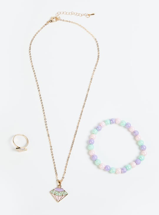 Girls Necklace Set with Ring and Bracelet