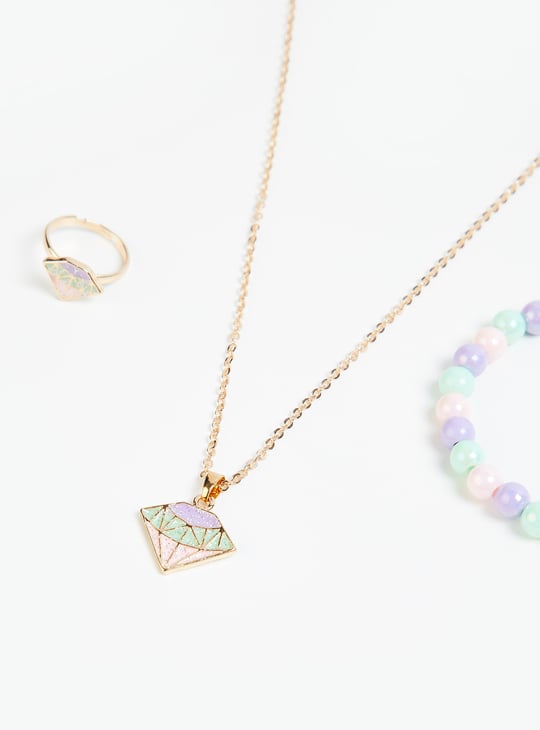 Girls Necklace Set with Ring and Bracelet
