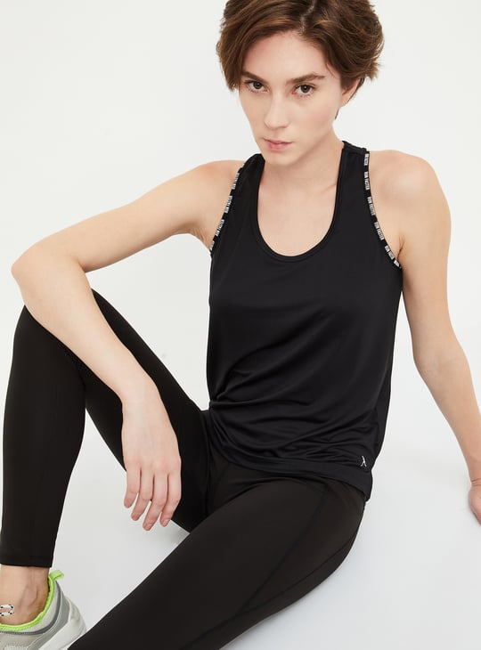 Women Printed Trim Racerback Tank Top
