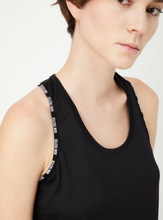 Women Printed Trim Racerback Tank Top