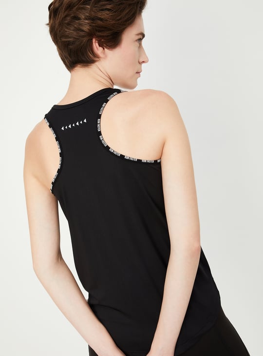 Women Printed Trim Racerback Tank Top
