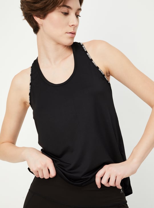 Women Printed Trim Racerback Tank Top