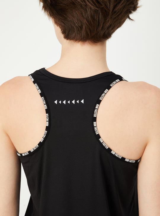 Women Printed Trim Racerback Tank Top
