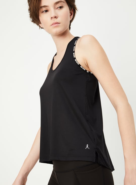 Women Printed Trim Racerback Tank Top