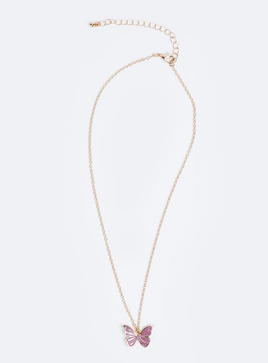 Girls Butterfly Necklace Set with Ring