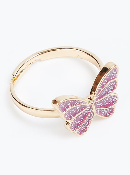 Girls Butterfly Necklace Set with Ring