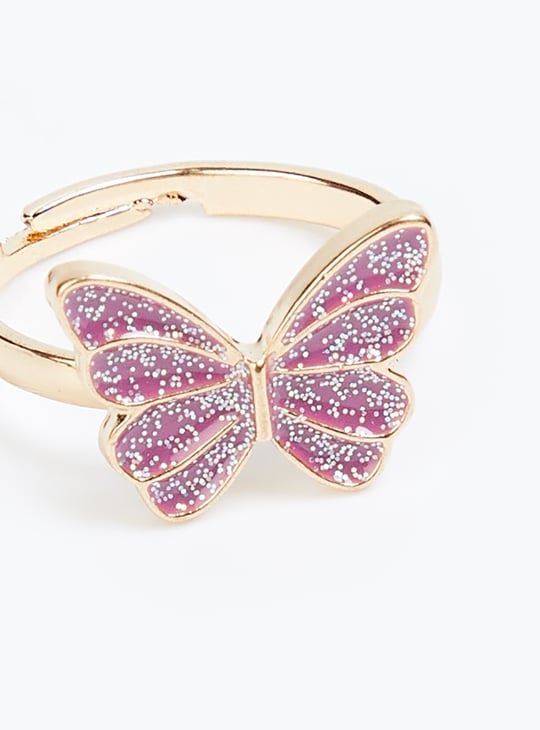 Girls Butterfly Necklace Set with Ring