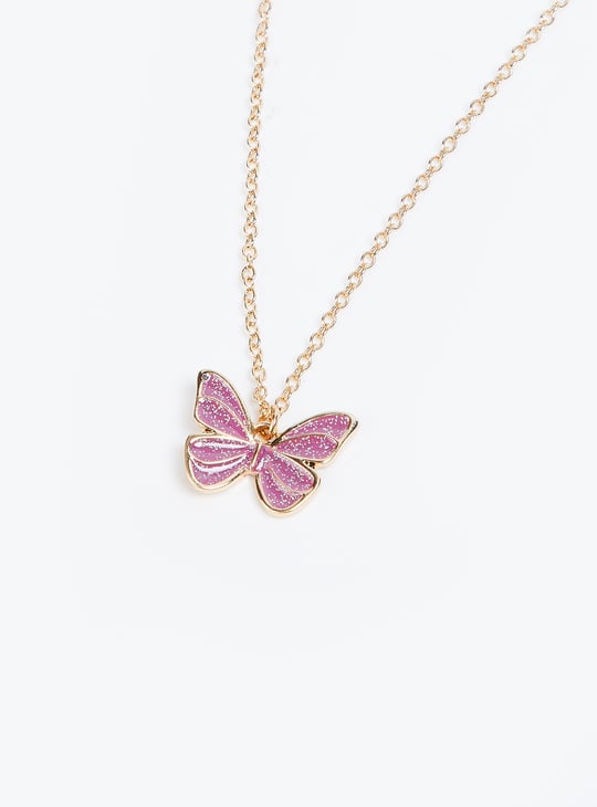 Girls Butterfly Necklace Set with Ring