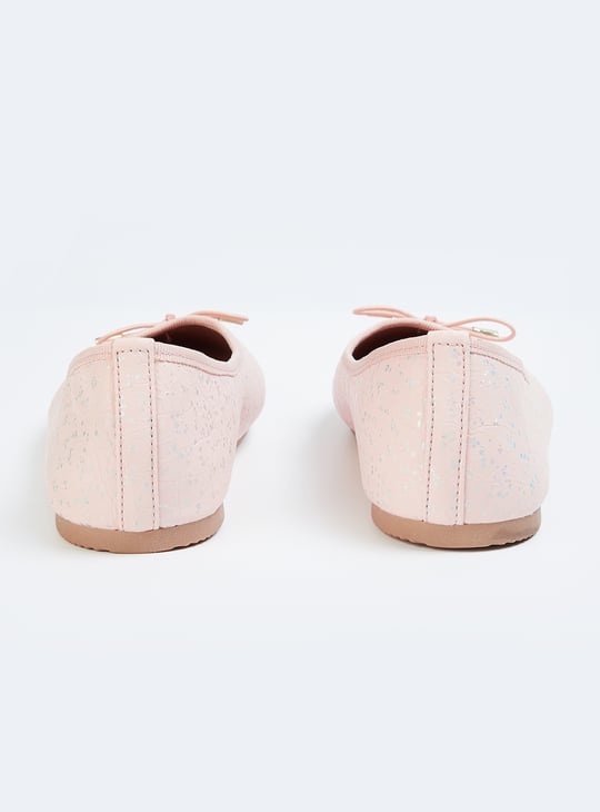 Girls Printed Bow-Detailed Ballerinas
