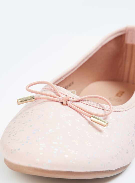 Girls Printed Bow-Detailed Ballerinas