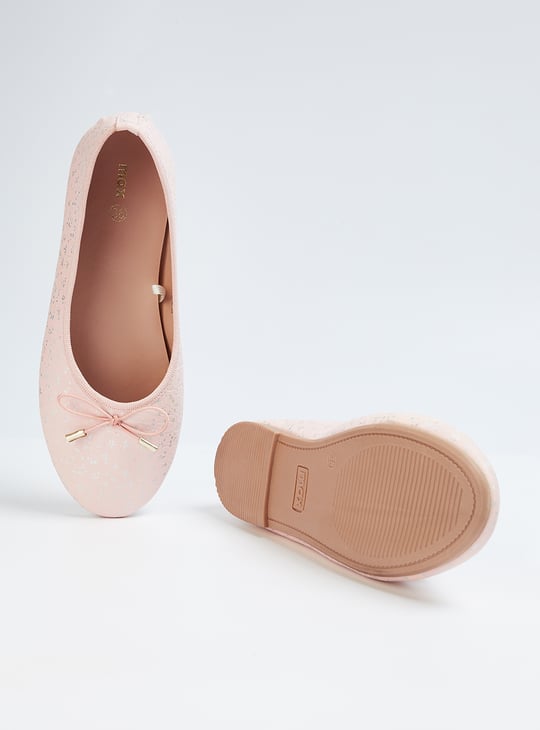 Girls Printed Bow-Detailed Ballerinas