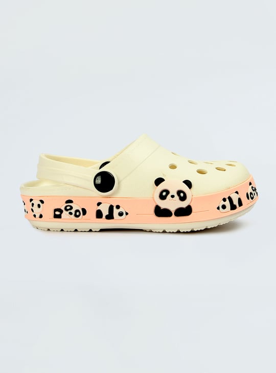 Girls Clogs with Decorative Panda Foxing