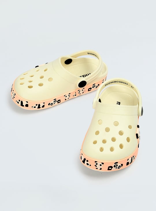 Girls Clogs with Decorative Panda Foxing