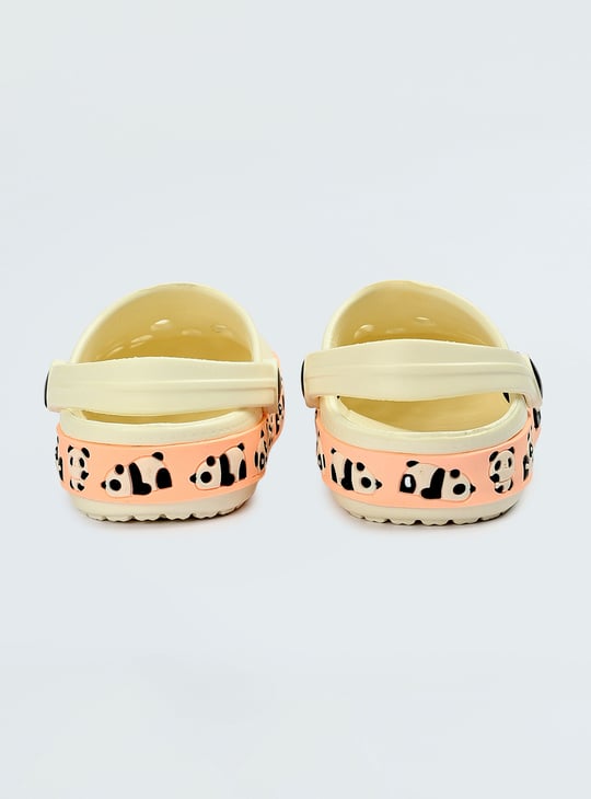 Girls Clogs with Decorative Panda Foxing