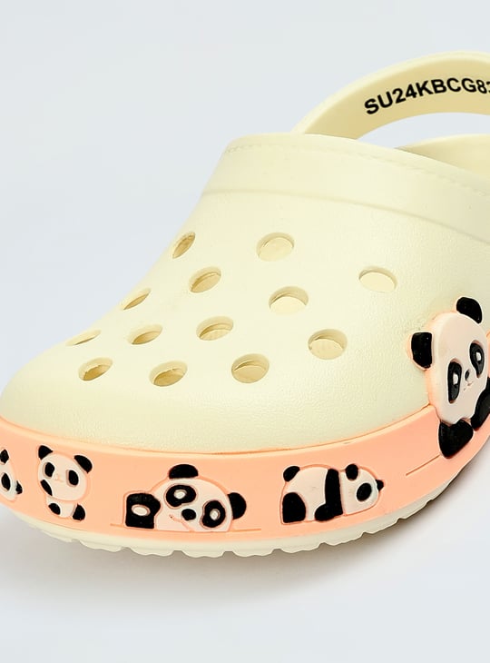 Girls Clogs with Decorative Panda Foxing