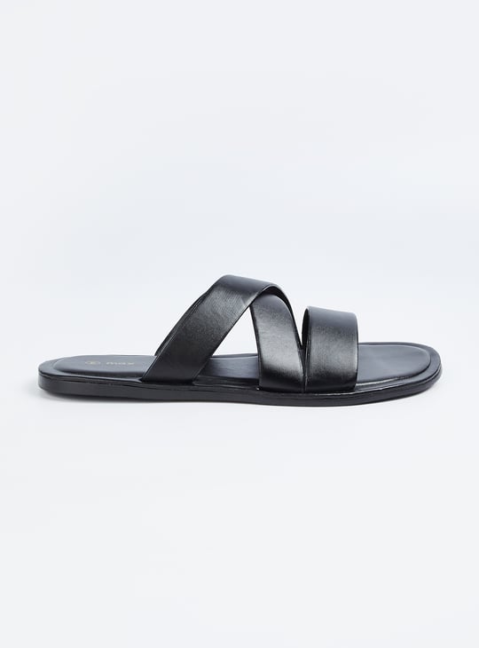 Men Solid Double Strap Comfort Sandals