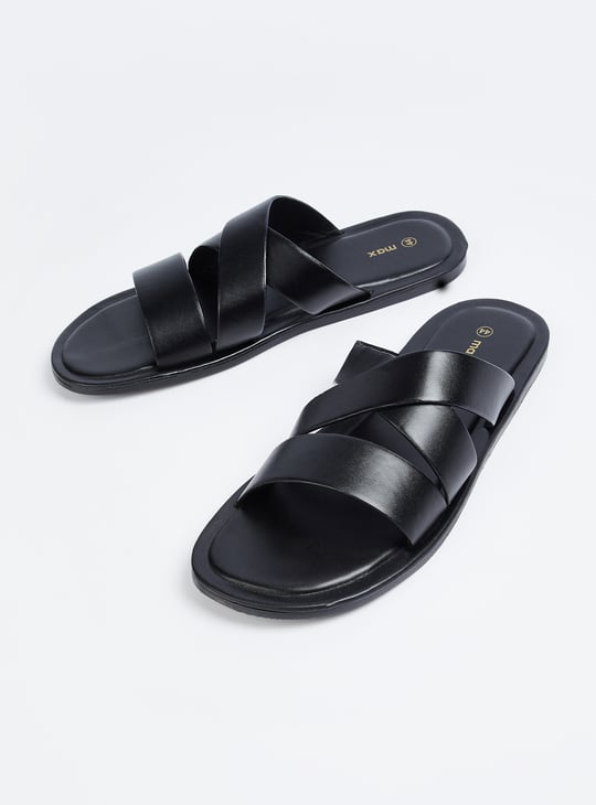 Men Solid Double Strap Comfort Sandals