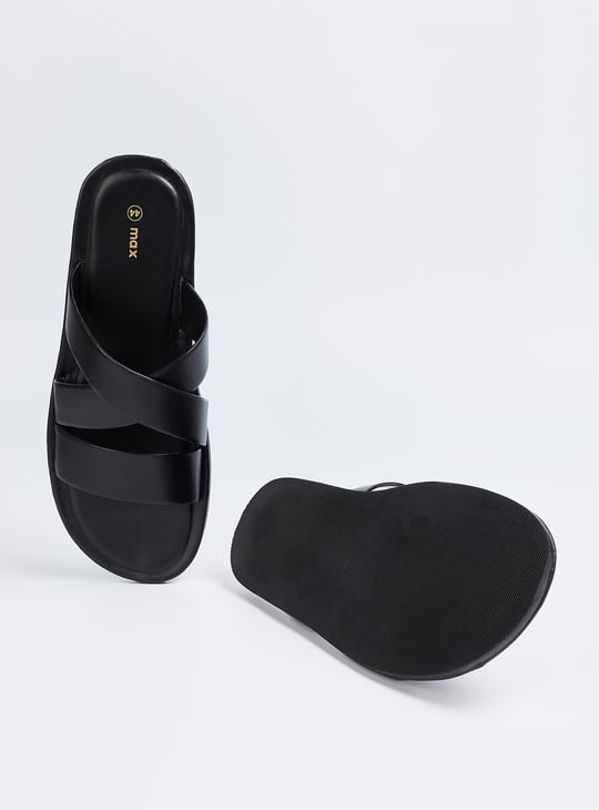 Men Solid Double Strap Comfort Sandals