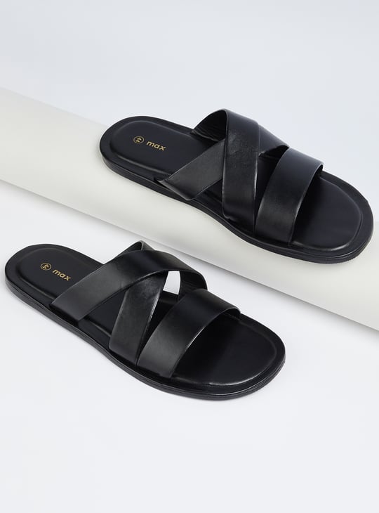 Men Solid Double Strap Comfort Sandals