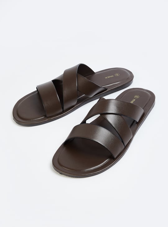 Men Solid Double Strap Comfort Sandals