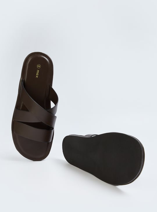 Men Solid Double Strap Comfort Sandals