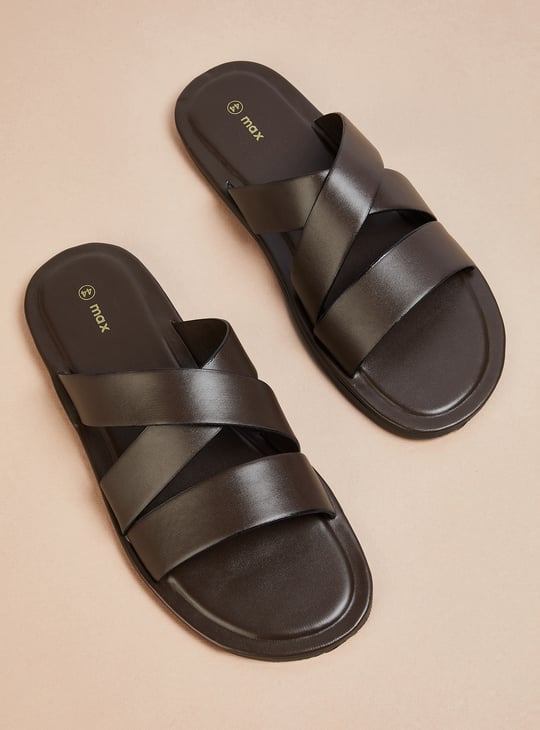 Men Solid Double Strap Comfort Sandals