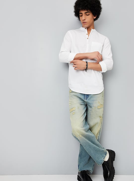 Men Solid Short Kurta