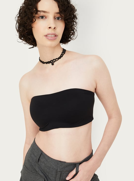 Women Solid Padded Tube Bra