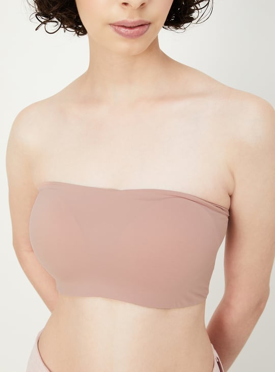 Women Solid Padded Tube Bra