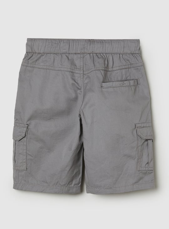Boys Solid Bermuda Shorts with Cargo Pockets