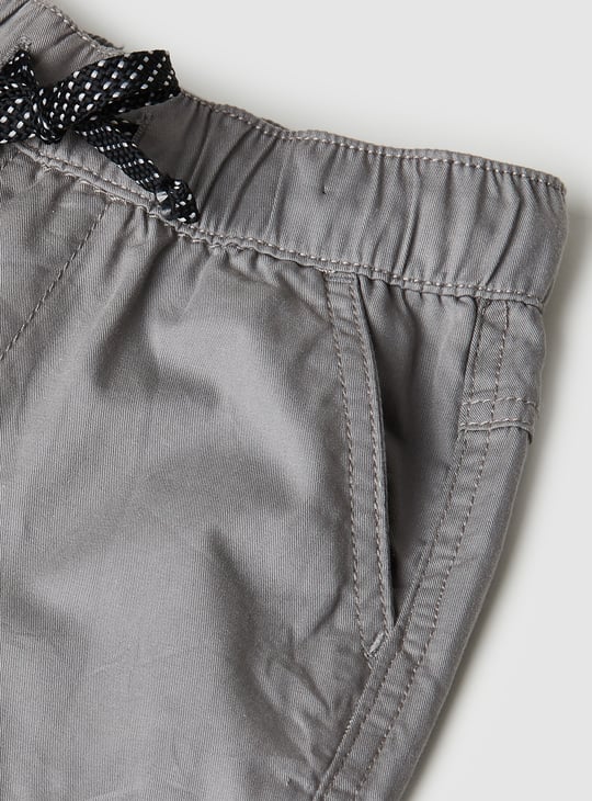 Boys Solid Bermuda Shorts with Cargo Pockets