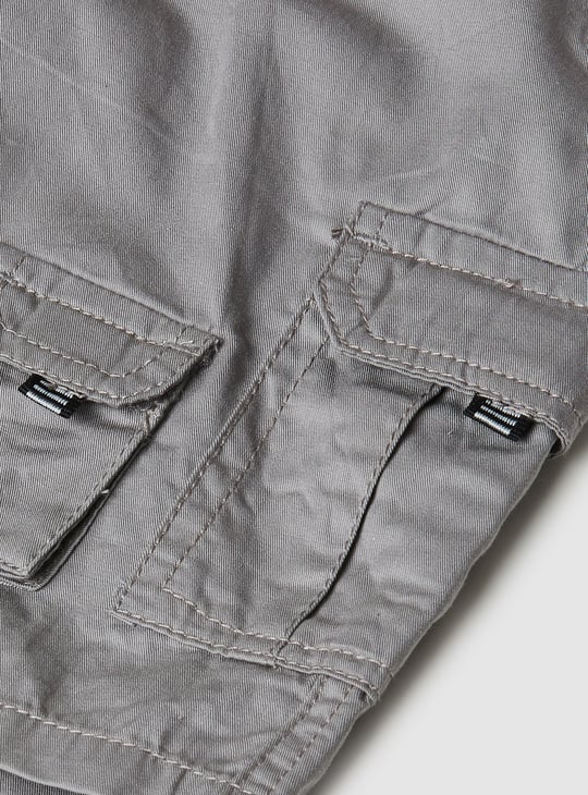 Boys Solid Bermuda Shorts with Cargo Pockets