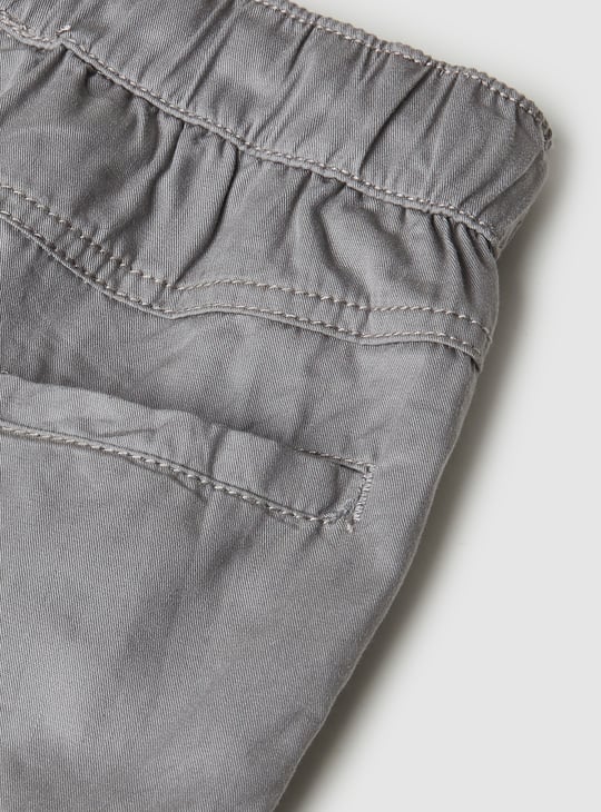 Boys Solid Bermuda Shorts with Cargo Pockets