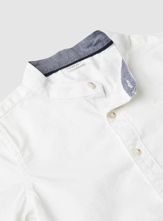 Boys Solid Band Collar Shirt