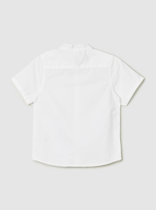 Boys Solid Band Collar Shirt