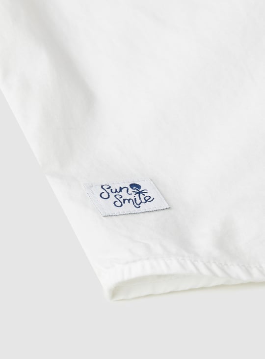 Boys Solid Band Collar Shirt