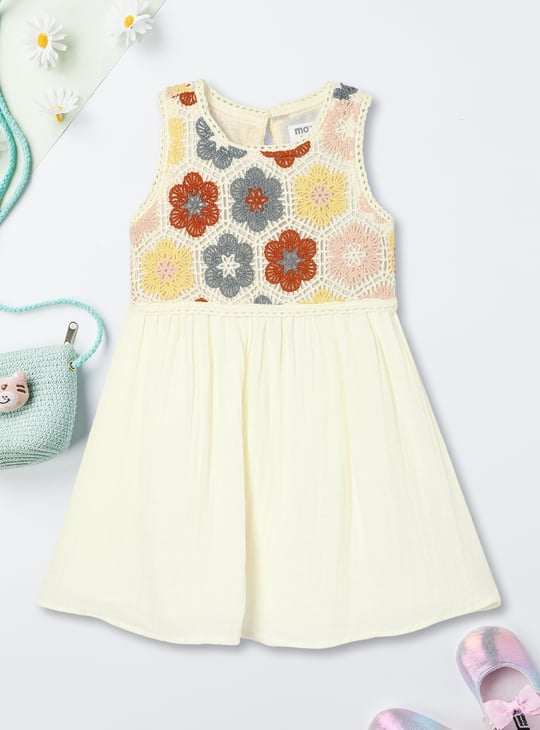 slim fit dress slacks Green Crochet Detail Fit & Flare Dress
