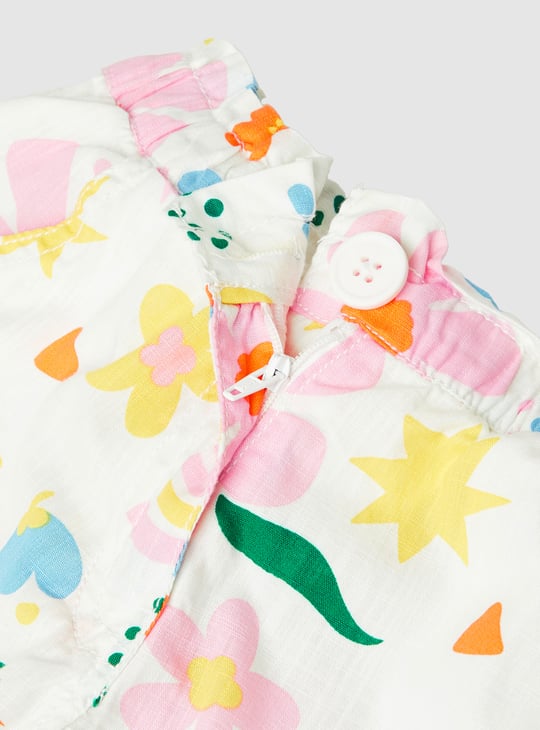 Girls Printed Paperbag Waist Shorts