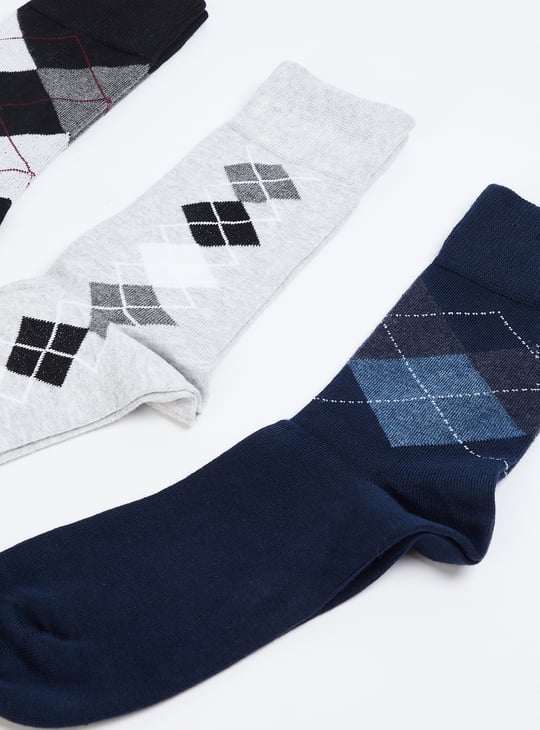 Men Argyle Crew Length Socks - Pack of 3