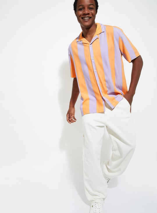 URB_N Men Oversized Striped Shirt