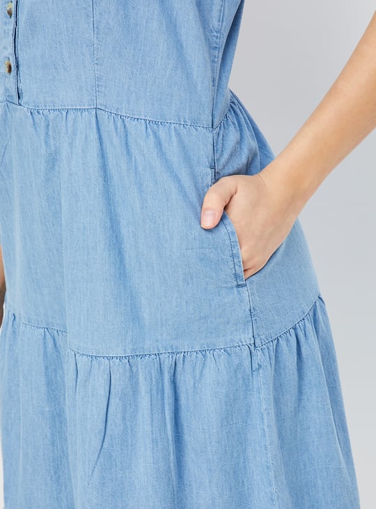 Women Pinafore Denim Dress with T-shirt