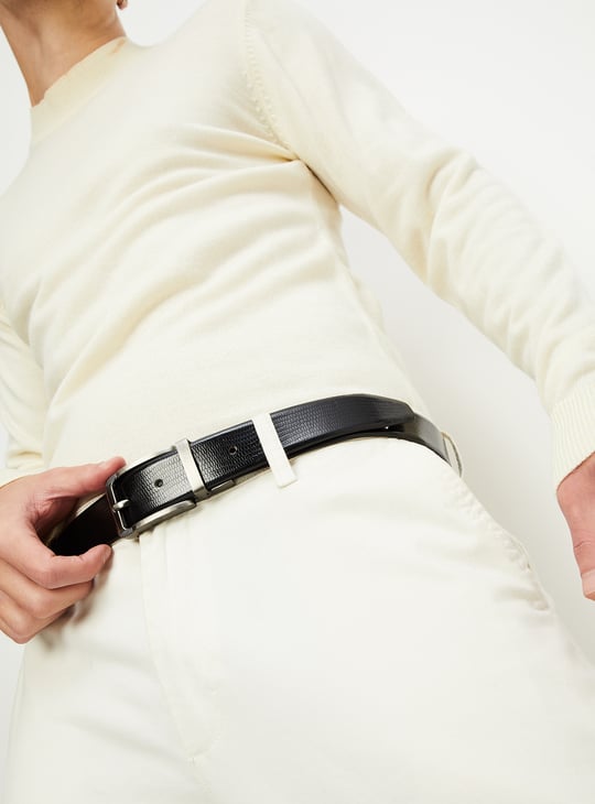 Men Textured Reversible Formal Belt