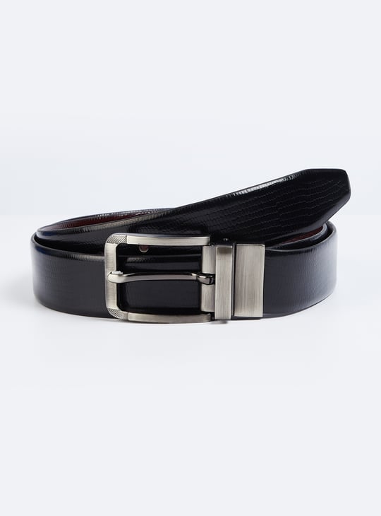 Men Textured Reversible Formal Belt