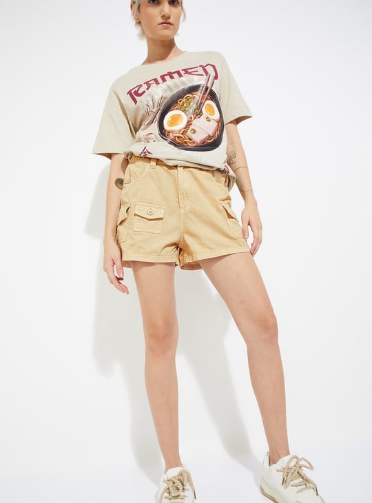 URB_N Women Solid Cargo Shorts