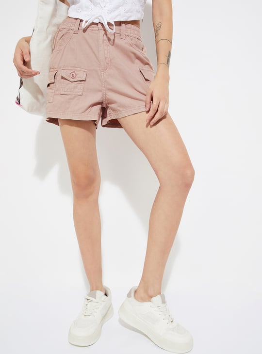 URB_N Women Solid Cargo Shorts