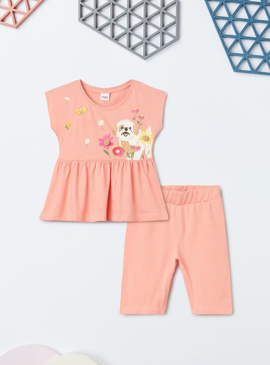 Girls Printed Shorts Set